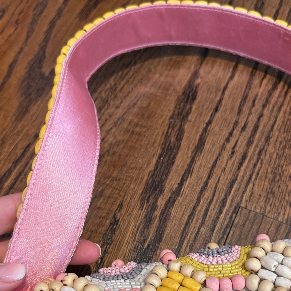 Beaded Pink and Yellow Women's Bag - Picture 2 of 7